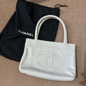 Mini Light Blue Chanel Caviar Shopper Bag with Gold Hardware